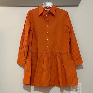 Caryn Lawn Orange Shirtdress OS NWT